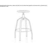 Swivel stool made of steel and wood, height adjustable Gargallo
