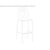 Stool with backrests made of high-quality technopolymer Trefacio