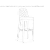 High stool in quilted leather with backrest Revello
