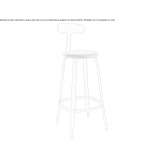 High metal and Lloyd loom stool with backrest Brovst