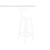 High metal stool with backrest Sadu