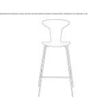 High leather stool with backrest Rudka