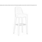 High, upholstered, leather stool with backrest Revello