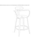 High metal stool with armrests and backrest Sadu
