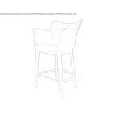 High leather stool with backrest Colunga