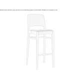 Solid wood stool with integrated backrest cushion Harnes