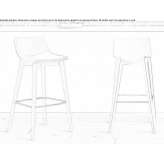 High leather stool with footrest Sechura