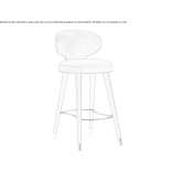 Fabric stool with backrest and footrest Hillston