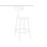 High stool made of metal and wood with backrest Soddi