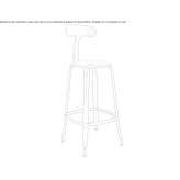 High stool made of metal and wood with backrest Soddi