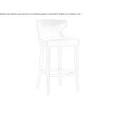 Upholstered solid wood stool with backrest and footrest Adare