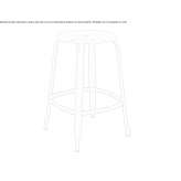 High metal stool with footrest Sadu