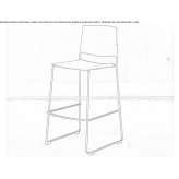 High sleigh stool with backrest Sykia