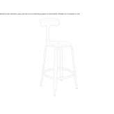 High metal stool with backrest Sadu
