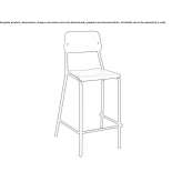 High stool made of steel and wood with backrest Suhulet