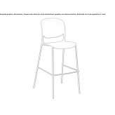 High stool made of steel and polypropylene with backrest Silz