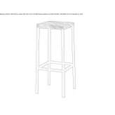 Tall steel stool with footrest Tupesy