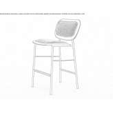 High fabric stool with leather details Vellinge