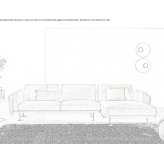 3-seater fabric sofa with a chaise longue Pagno