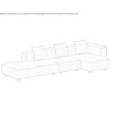 3-seater fabric sofa with a chaise longue Spalt