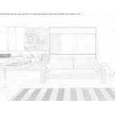 Wall-mounted, lacquered wall storage with sofa Cijuela