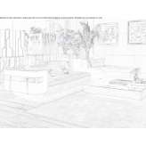 Modular sofa in fabric and leather with a chaise longue Vari