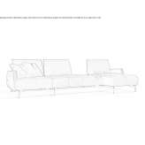 Fabric sectional sofa with leather armrests Stavern