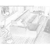 Sofa materiałowa z szezlongiem Baulon