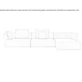 Sofa materiałowa segmentowa z szezlongiem Tado