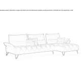 Sofa materiałowa segmentowa z szezlongiem Fatima