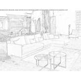 Sofa materiałowa z szezlongiem Dokka