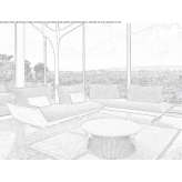 Sectional fabric sofa on a sled base Baveno
