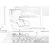Wing fabric armchair with footrest Patulele