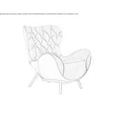 Quilted wing-type armchair with armrests Zena