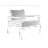 Fabric upholstered armchair with removable cover and armrests Nules