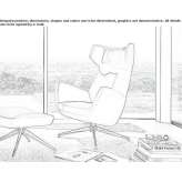 Wing fabric armchair with armrests Midway