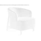 Fabric armchair and canaletta walnut base Taquari