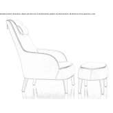 Bergere upholstered leather armchair with headrest Mactun