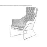 Bergere textile armchair with high backrest Hunucma