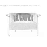 Tanned leather and fabric armchair with armrests Wertheim