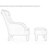 Armchair upholstered with Bergere fabric with headrest Mactun