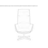 Swivel leather armchair with high backrest and 4-star base Wahoo