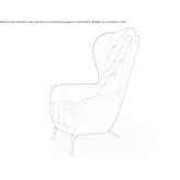 Quilted Bergere armchair with armrests Selydove