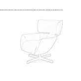 Upholstered leather armchair on a 4-arm base with armrests Torcy