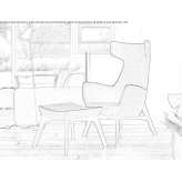 Wing fabric armchair with footrest Ourense