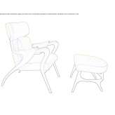 Fabric and walnut armchair with armrests Glendive
