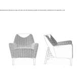 Leather and fabric armchair with armrests Homun