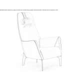 Leather armchair with high backrest Rully
