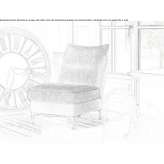 Leather and fabric armchair Armeno