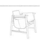 Tanned leather armchair with armrests Wausau